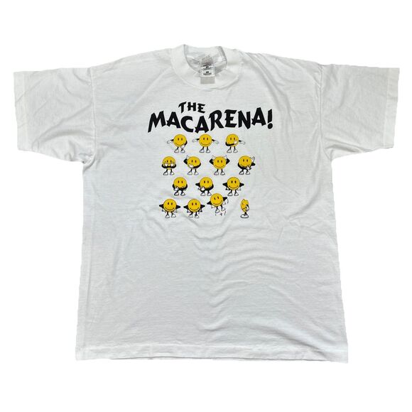 Vintage 90s The Macarena Smiley Faces T-Shirt Single Stitch USA Mens Size XL - Picture 1 of 5